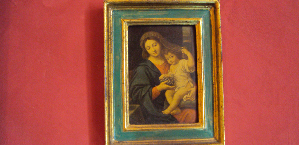 Chambre Artemisia Gentileschi - miniature - vierge à l'enfant - peinture murale à la chaux